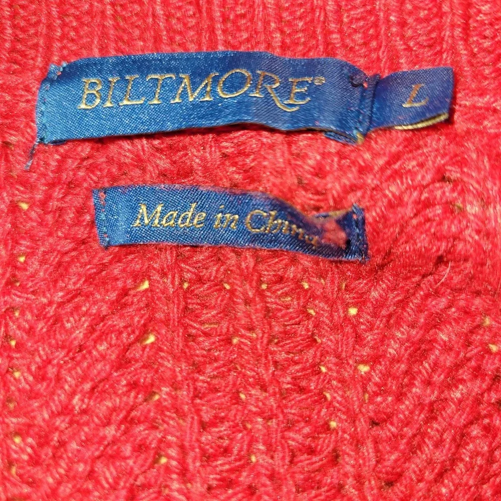 Biltmore Womens Large Cable Knit Sweater‎ Red